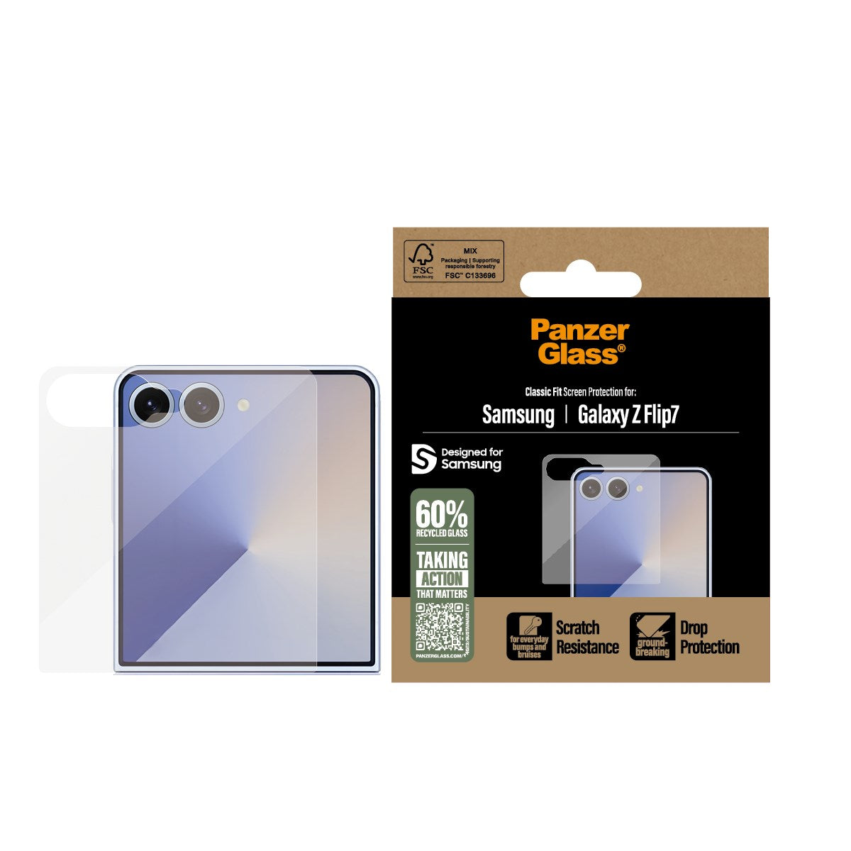 PanzerGlass® Skærmbeskyttelse Samsung Galaxy Z Flip7 | Classic Fit